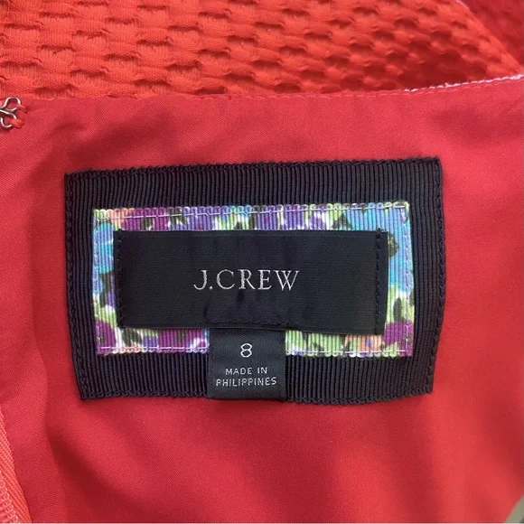 J.CREW Matelasse Knee Length Contrast Piping Orange & Pink Dress Size 8 EUC - Picture 6 of 6